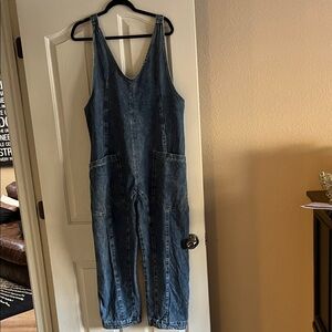 We The Free Blue Denim Jumpsuit